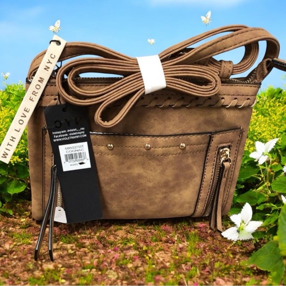 Violet Ray NYC ,Cocnag suede purse,cross shoulder strap,Zipper,Pockets.! - Picture 1 of 9